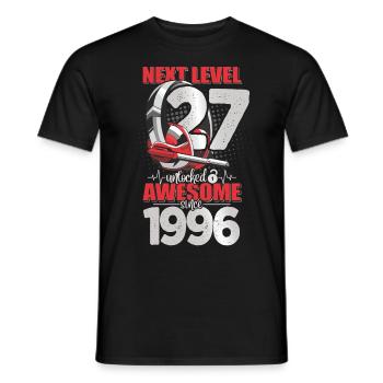 Level Unlocked 27 years old 1996 Headset Gaming - Men's T-Shirt - black - Front - AI Model Male 178 light (178cm)