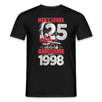Level Unlocked 25 Years Old 1998 Headset Gaming - Men's T-Shirt - black - Front - AI Model Male 178 light (178cm)