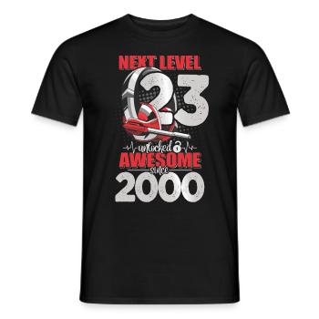 Level Unlocked 23 Years Old 2000 Headset Gaming - Men's T-Shirt - black - Front - AI Model Male 178 light (178cm)
