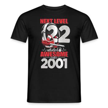 Level Unlocked 22 Years Old 2001 Headset Gaming - Men's T-Shirt - black - Front - AI Model Male 178 light (178cm)