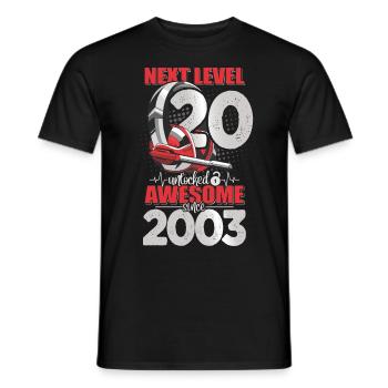 Level Unlocked 20 Jahre alt 2003 Headset Gaming - Männer T-Shirt - Schwarz - Vorne - AI Model Male 178 light (178cm)
