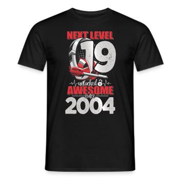 Level Unlocked 19 years old 2004 Headset Gaming - Men's T-Shirt - black - Front - AI Model Male 178 light (178cm)