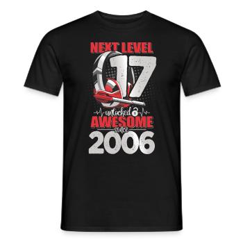 Level Unlocked 17 Years Old 2006 Headset Gaming - Men's T-Shirt - black - Front - AI Model Male 178 light (178cm)