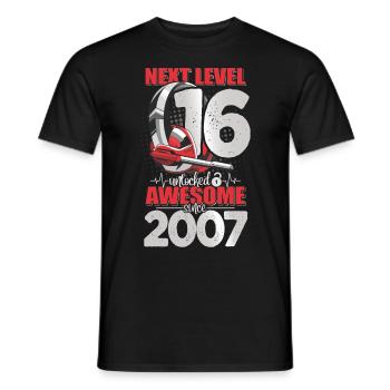 Level Unlocked 16 Jahre alt 2007 Headset Gaming - Männer T-Shirt - Schwarz - Vorne - AI Model Male 178 light (178cm)