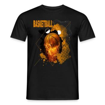 Basketball Fire Basketball Player Dunking Sport Retro - Men's T-Shirt - black - Front - AI Model Male 178 light (178cm)