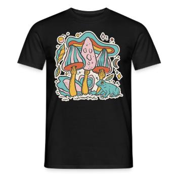 Colorful Mushrooms Cottage Core Aesthetic Goblincore - Men's T-Shirt - black - Front - AI Model Male 178 light (178cm)