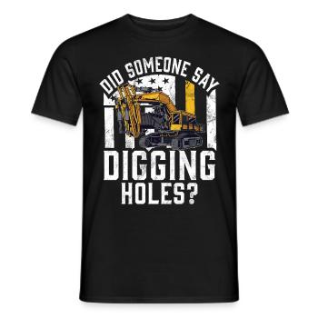Funny construction workers & construction site excavator drivers - Men's T-Shirt - black - Front - AI Model Male 178 light (178cm)