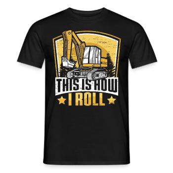 Funny construction workers & construction site excavator drivers - Men's T-Shirt - black - Front - AI Model Male 178 light (178cm)