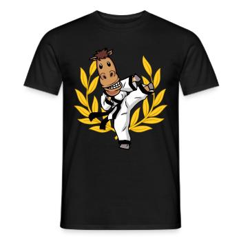 Karate Pferd Selbstverteidigung Sie Pferd Sport - Männer T-Shirt - Schwarz - Vorne - AI Model Male 178 light (178cm)