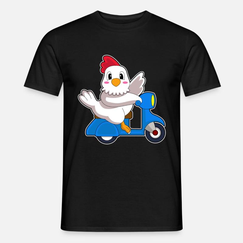 Huhn Motorroller - Männer T-Shirt - Schwarz