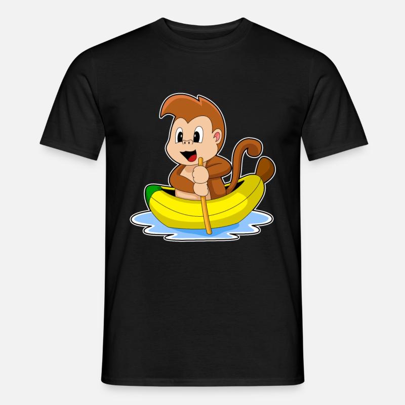 Affe Banane Boot - Männer T-Shirt - Schwarz