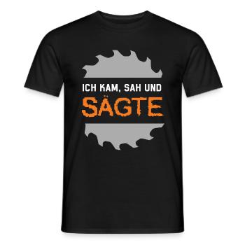 Ich kam, sah und sägte Säge Holz Handwerker lustig - Männer T-Shirt - Schwarz - Vorne - AI Model Male 178 light (178cm)