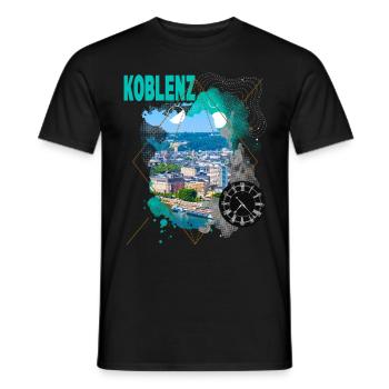 Koblenz Germany City Skyline Vintage Retro - Men's T-Shirt - black - Front - AI Model Male 178 light (178cm)