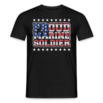 Fier soldat de marine américain vétéran militaire - T-shirt homme - noir - Devant - AI Model Male 178 light (178cm)