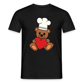 Teddy Love Heart Arte culinaria Hobby Chef Chef - T-shirt uomo - nero - Fronte - AI Model Male 178 light (178cm)