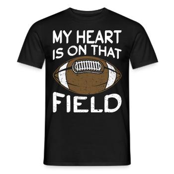 Mon cœur est sur le terrain Footbal Quaterback - T-shirt homme - noir - Devant - AI Model Male 178 light (178cm)