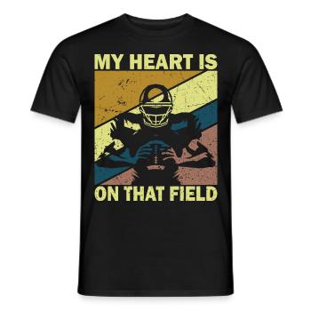 Mon cœur est sur le terrain Footbal Quaterback - T-shirt homme - noir - Devant - AI Model Male 178 light (178cm)
