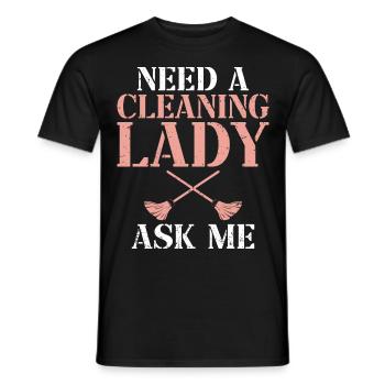 Femme de ménage Nettoyeurs Spécialiste du nettoyage - T-shirt homme - noir - Devant - AI Model Male 178 light (178cm)