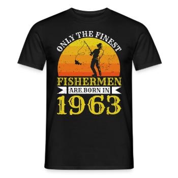 Né en 1963 Fischen Fischer Angler Angeln - T-shirt homme - noir - Devant - AI Model Male 178 light (178cm)