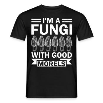 I am mushroom with good morels funny mushrooms - Men's T-Shirt - black - Front - AI Model Male 178 light (178cm)