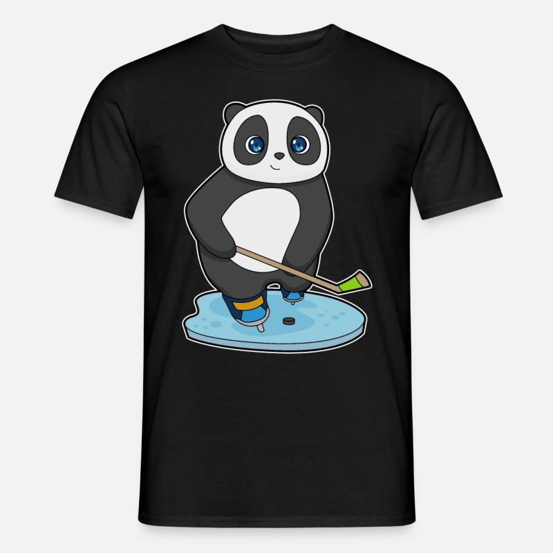 Panda Eishockey Eishockeyschläger - Männer T-Shirt - Schwarz