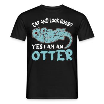 Loutre Animal Loutre de rivière Loutre à l’état sauvage - T-shirt homme - noir - Devant - AI Model Male 178 light (178cm)