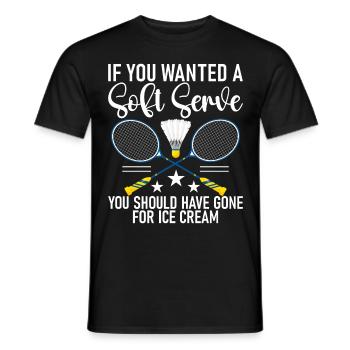 Badminton Funny Saying Men's Badminton Design - Men's T-Shirt - black - Front - AI Model Male 178 light (178cm)