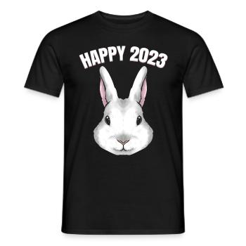 Realistic Rabbit Happy 2023 Chinese New Year - Männer T-Shirt - Schwarz - Vorne - AI Model Male 178 light (178cm)