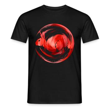 Red Round Rabbit Logo For 2023 Chinese New Year - Men's T-Shirt - black - Front - AI Model Male 178 light (178cm)