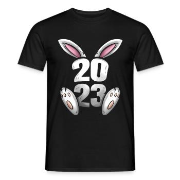 2023 With Rabbit Ears And Paws - Chinese - Men's T-Shirt - black - Front - AI Model Male 178 light (178cm)