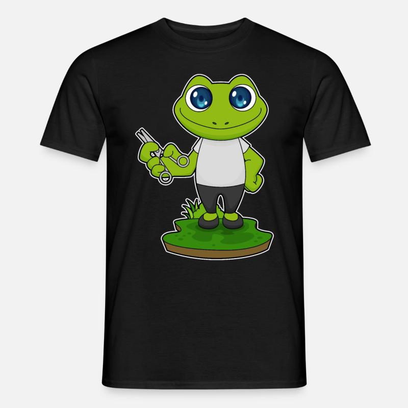 Frosch Barbier Schere - Männer T-Shirt - Schwarz