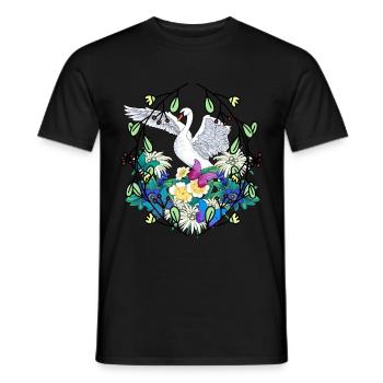 Early Spring Swan Birds Wildlife Nature Birds - Men's T-Shirt - black - Front - AI Model Male 178 light (178cm)