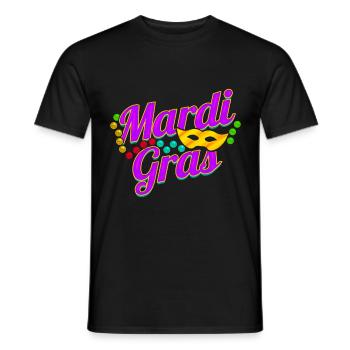 Purple Lettering With Beads and Mask For Mardi - Men's T-Shirt - black - Front - AI Model Male 178 light (178cm)