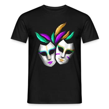 Pair Of White Masks With Feathers For Mardi Gras - Männer T-Shirt - Schwarz - Vorne - AI Model Male 178 light (178cm)