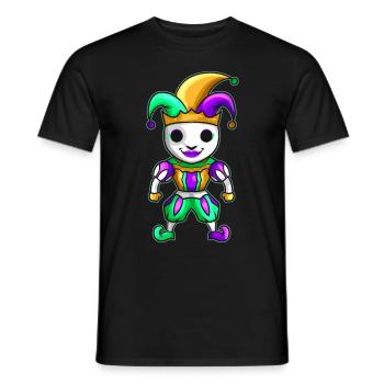 Cute Kawaii Jester With Mask For Mardi Gras - Men's T-Shirt - black - Front - AI Model Male 178 light (178cm)