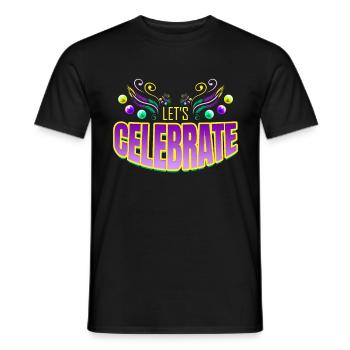 Lettering Let's Celebrate For Mardi Gras - Men's T-Shirt - black - Front - AI Model Male 178 light (178cm)