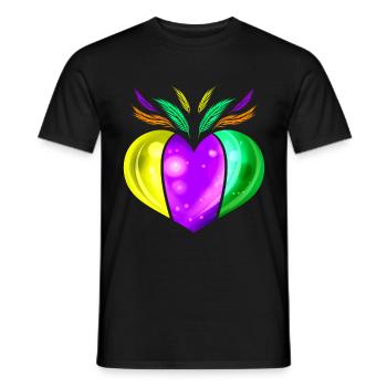 Yellow Golden, Purple And Green Heart For Mardi - Men's T-Shirt - black - Front - AI Model Male 178 light (178cm)