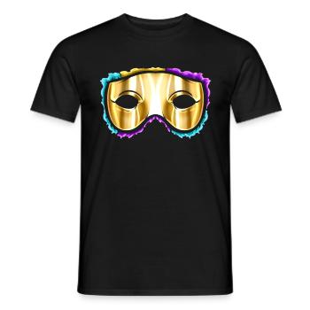 Yellow golden Mask For Mardi Gras - Men's T-Shirt - black - Front - AI Model Male 178 light (178cm)