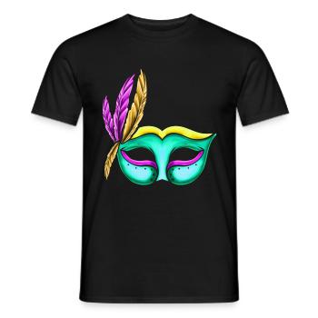 Masque vert pour Mardi Gras - T-shirt homme - noir - Devant - AI Model Male 178 light (178cm)