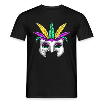 White Mask With Feathers For Mardi Gras - Männer T-Shirt - Schwarz - Vorne - AI Model Male 178 light (178cm)