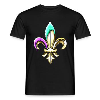 Fleur de lys dorée avec vert pourpre et or - T-shirt homme - noir - Devant - AI Model Male 178 light (178cm)