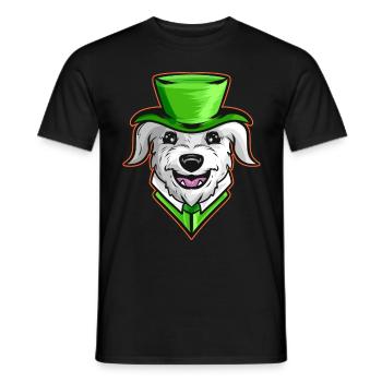 Irish Wolfhound With Green Hat Neckerchief St - Men's T-Shirt - black - Front - AI Model Male 178 light (178cm)