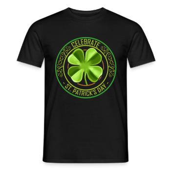 Four Leaf Clover Brings Luck To Celebrate St - Männer T-Shirt - Schwarz - Vorne - AI Model Male 178 light (178cm)