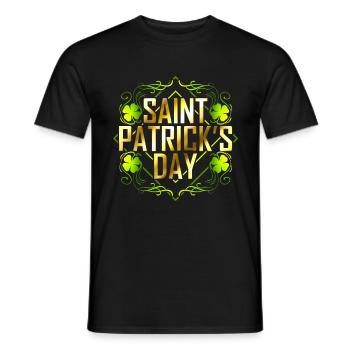 Green Shamrock And Golden Lettered Saint Patricks - Männer T-Shirt - Schwarz - Vorne - AI Model Male 178 light (178cm)