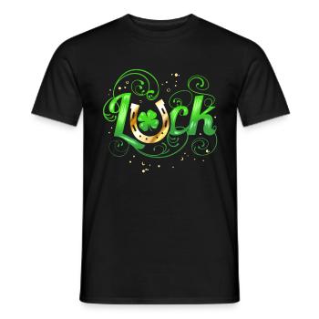 Green Golden Luck Logo With Horseshoe For St - Men's T-Shirt - black - Front - AI Model Male 178 light (178cm)