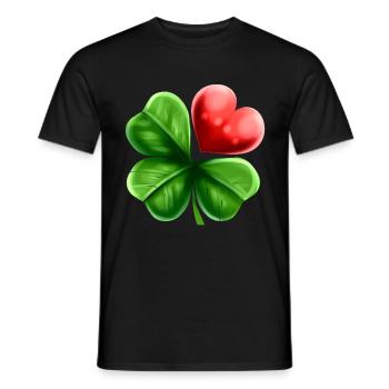 Four Leaf Clover Shamrock With Heart For St - Männer T-Shirt - Schwarz - Vorne - AI Model Male 178 light (178cm)