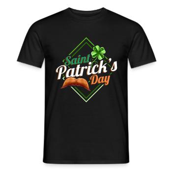 Four Leaf Clover And Moustache Logo On St - Männer T-Shirt - Schwarz - Vorne - AI Model Male 178 light (178cm)