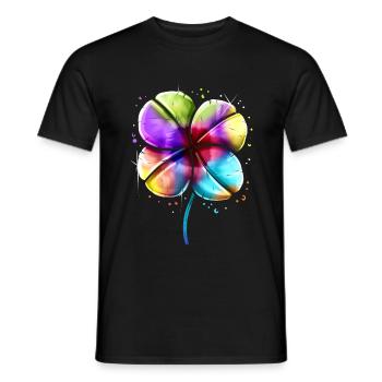 LGBTQ Colorful Four Leaf Clover Shamrock St - Männer T-Shirt - Schwarz - Vorne - AI Model Male 178 light (178cm)
