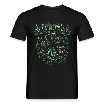 Vintage Label Four Leaf Clover Shamrock On St - Männer T-Shirt - Schwarz - Vorne - AI Model Male 178 light (178cm)