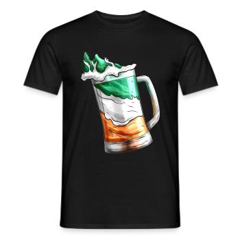 Irish Flag Coloured Glass Of Beer On St Patricks - Men's T-Shirt - black - Front - AI Model Male 178 light (178cm)